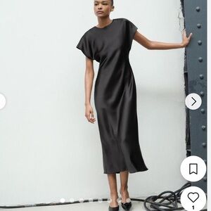 Zara Black Satin Midi Dress